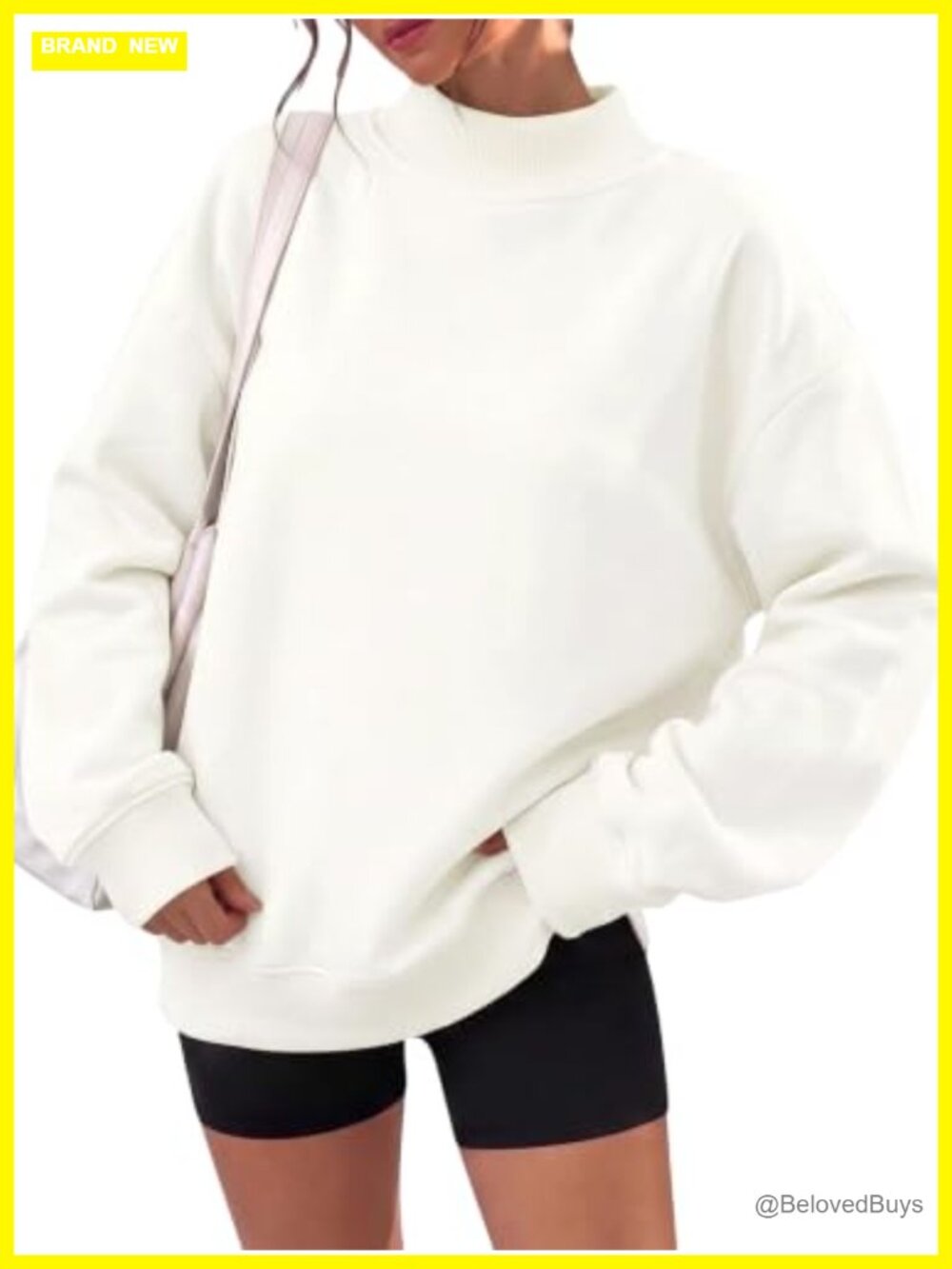 Mock Neck Oversized Fleece Sweatshirt Long Sleeve Pullover